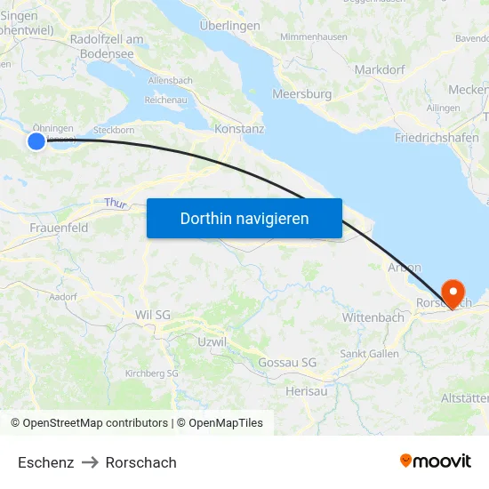 Eschenz to Rorschach map