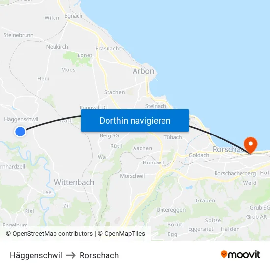 Häggenschwil to Rorschach map