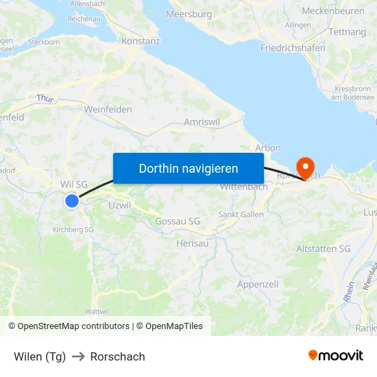 Wilen (Tg) to Rorschach map