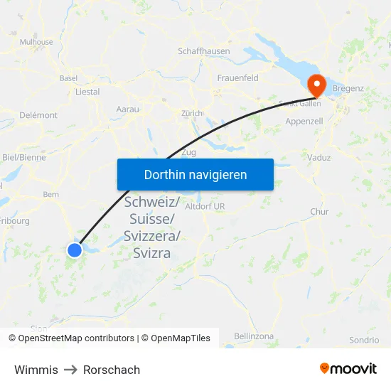 Wimmis to Rorschach map