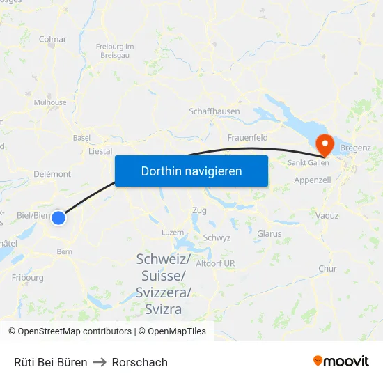 Rüti Bei Büren to Rorschach map