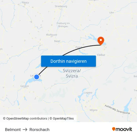 Belmont to Rorschach map