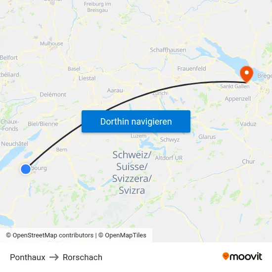 Ponthaux to Rorschach map