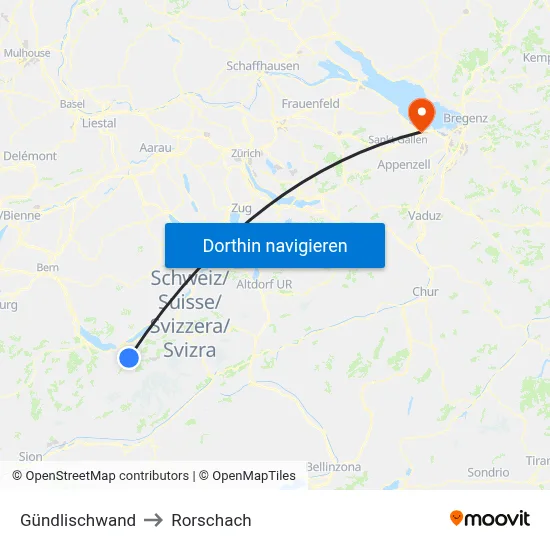 Gündlischwand to Rorschach map