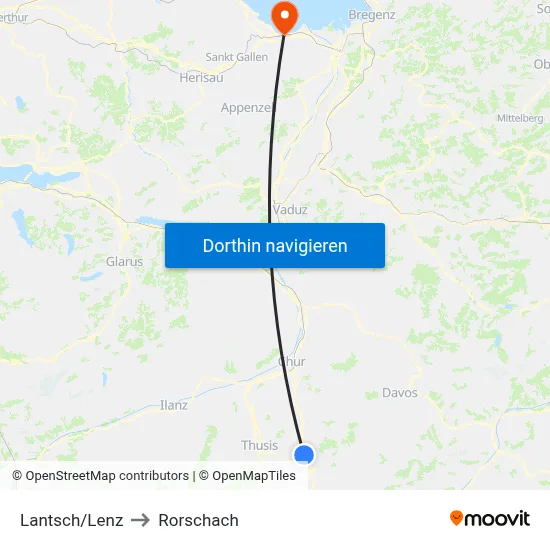 Lantsch/Lenz to Rorschach map