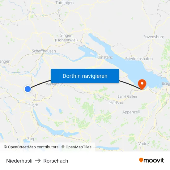 Niederhasli to Rorschach map