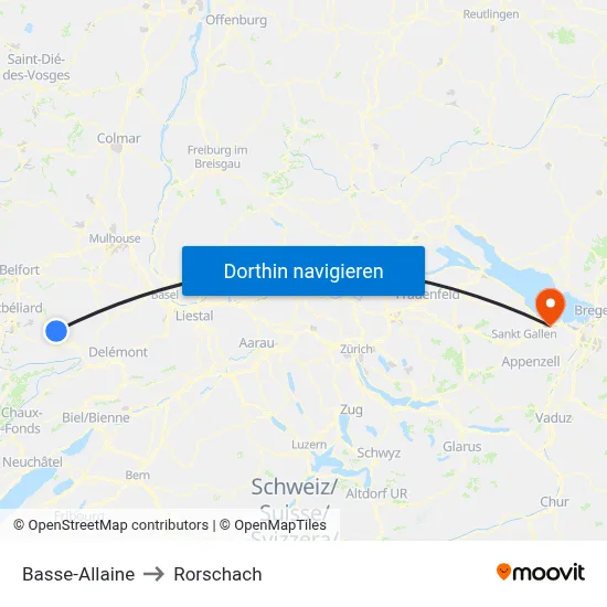 Basse-Allaine to Rorschach map