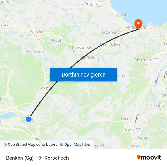 Benken (Sg) to Rorschach map