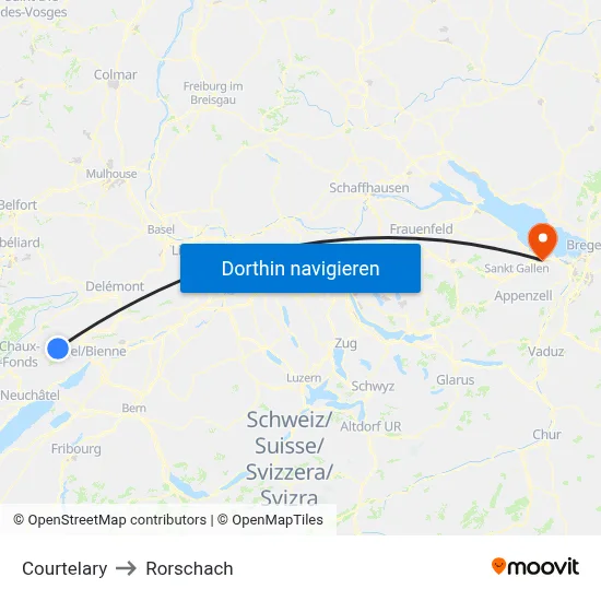 Courtelary to Rorschach map