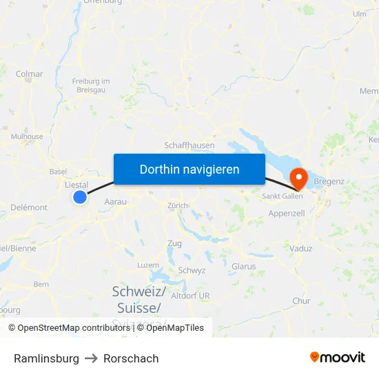 Ramlinsburg to Rorschach map