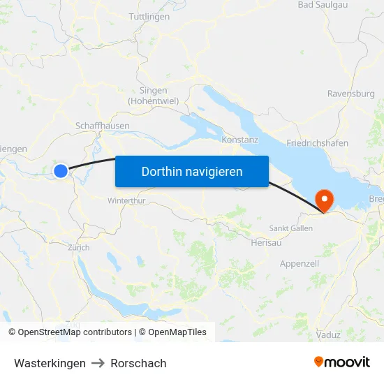 Wasterkingen to Rorschach map