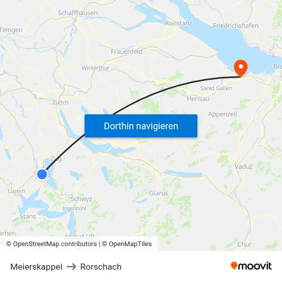 Meierskappel to Rorschach map