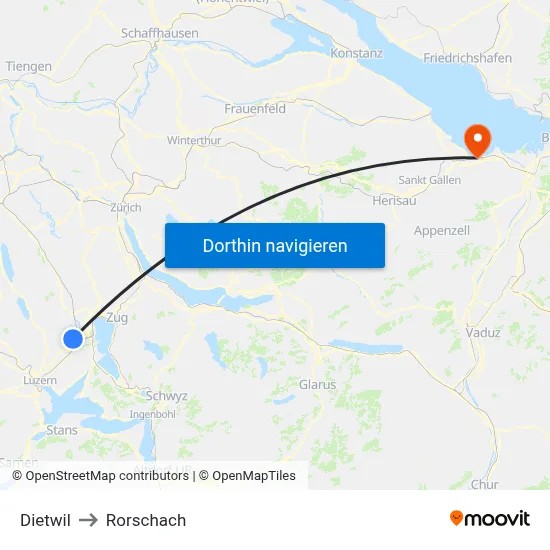 Dietwil to Rorschach map