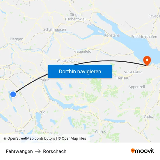 Fahrwangen to Rorschach map