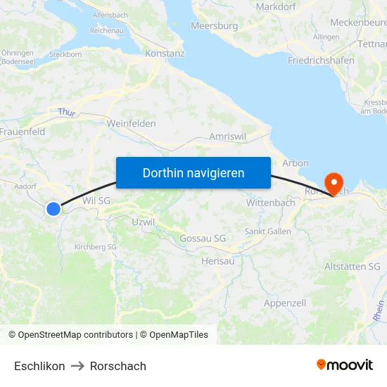 Eschlikon to Rorschach map