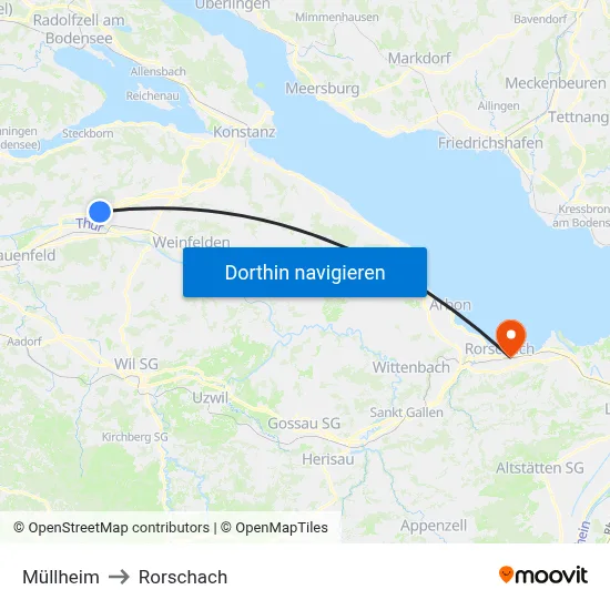 Müllheim to Rorschach map