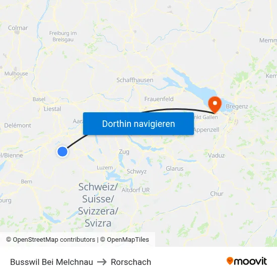 Busswil Bei Melchnau to Rorschach map