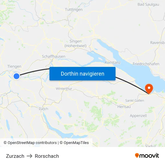 Zurzach to Rorschach map
