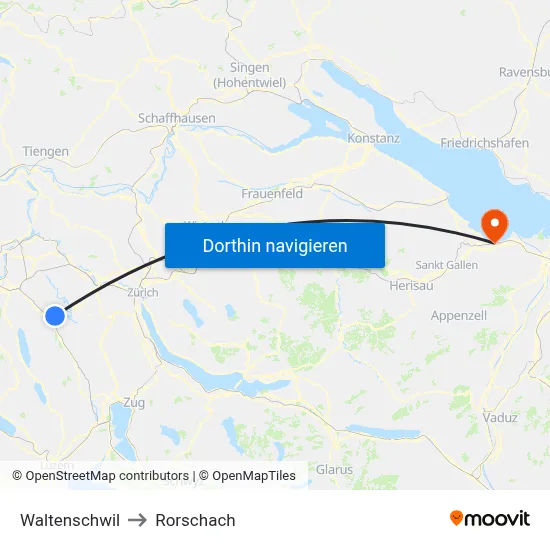Waltenschwil to Rorschach map