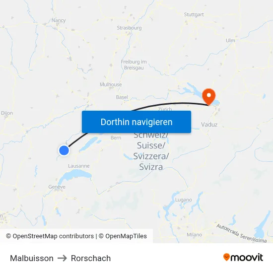 Malbuisson to Rorschach map