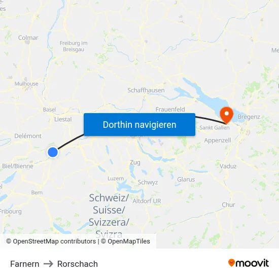 Farnern to Rorschach map