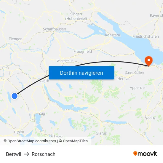 Bettwil to Rorschach map