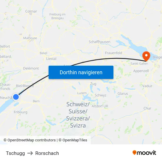 Tschugg to Rorschach map