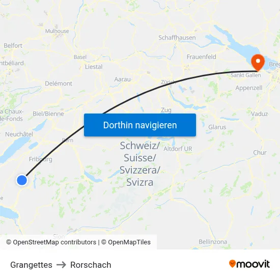 Grangettes to Rorschach map