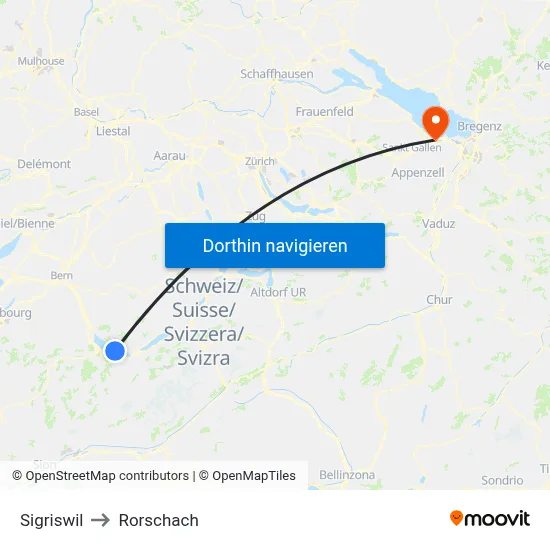 Sigriswil to Rorschach map