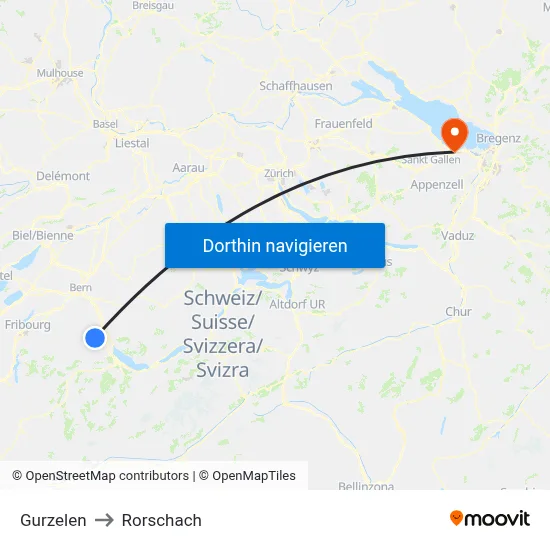 Gurzelen to Rorschach map