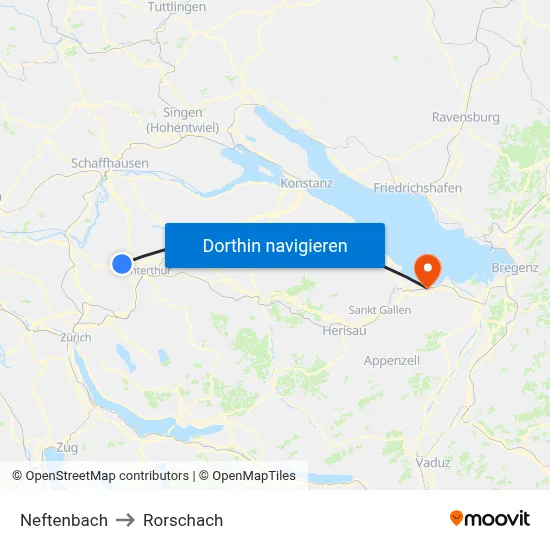 Neftenbach to Rorschach map