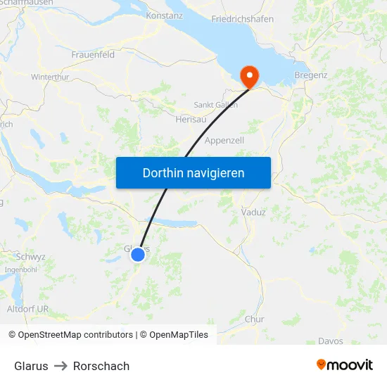 Glarus to Rorschach map