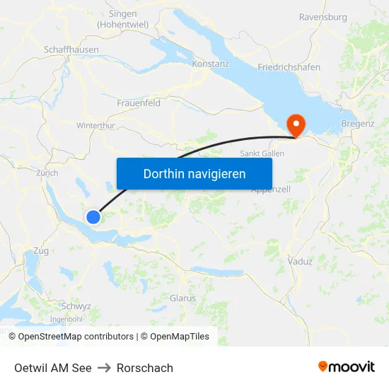 Oetwil AM See to Rorschach map