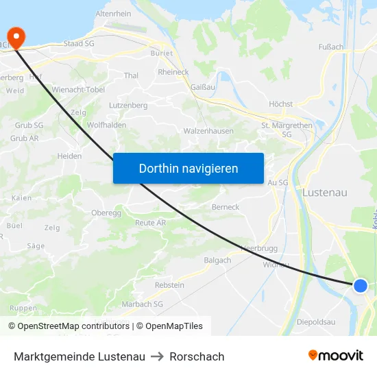 Marktgemeinde Lustenau to Rorschach map