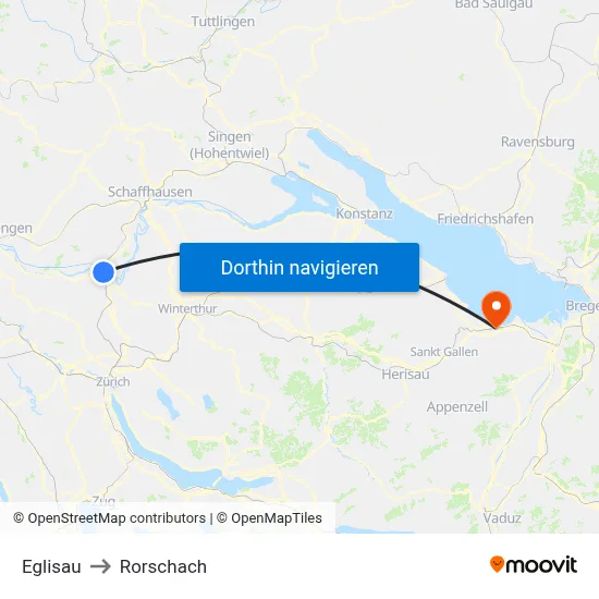 Eglisau to Rorschach map