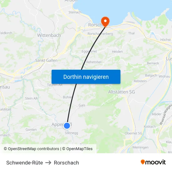 Schwende-Rüte to Rorschach map