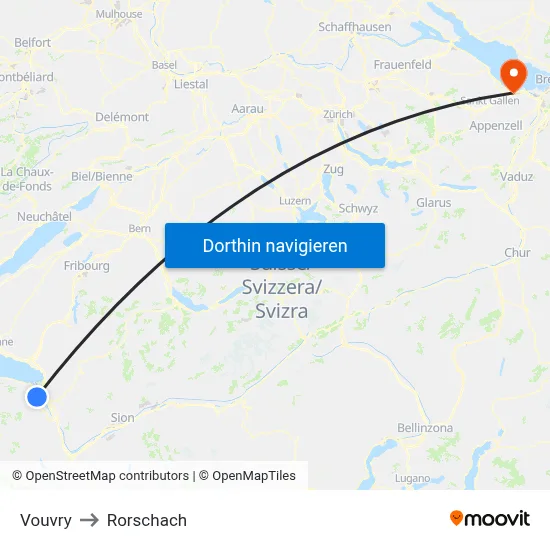 Vouvry to Rorschach map