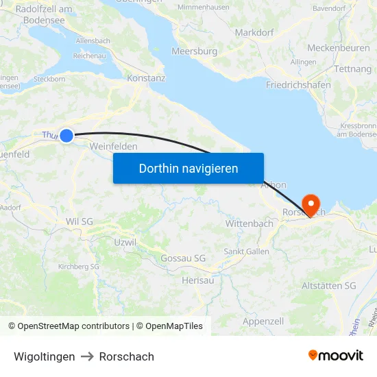 Wigoltingen to Rorschach map