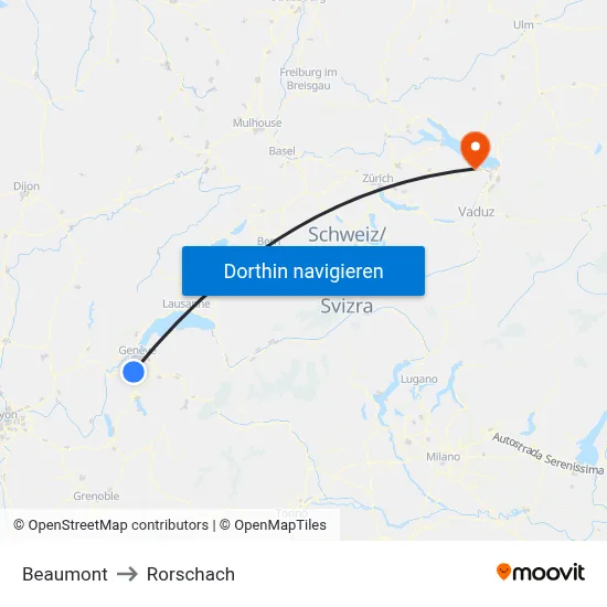 Beaumont to Rorschach map