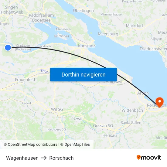 Wagenhausen to Rorschach map