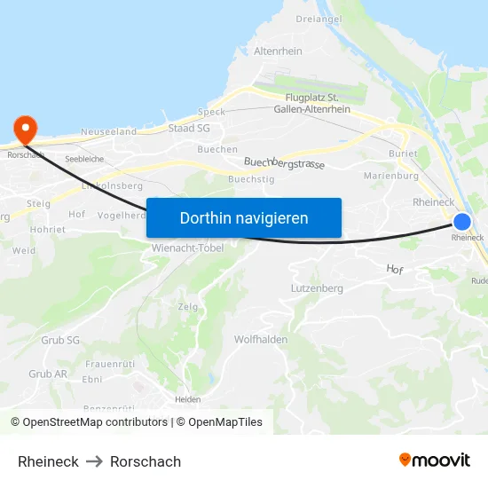 Rheineck to Rorschach map