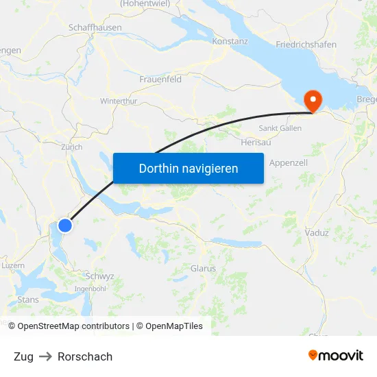 Zug to Rorschach map
