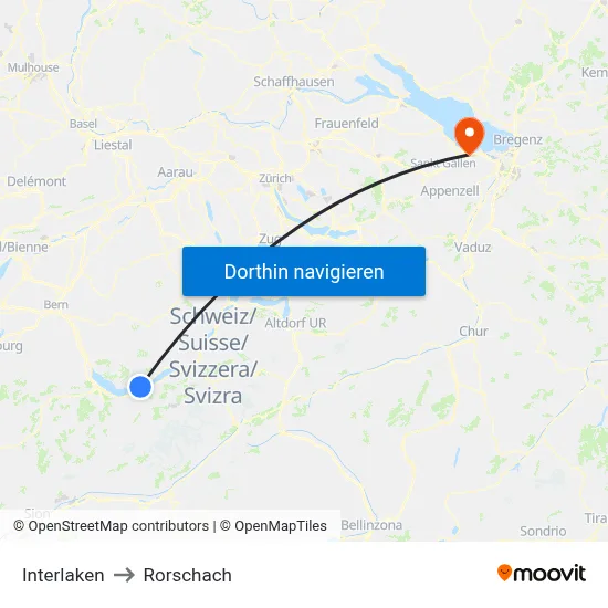 Interlaken to Rorschach map