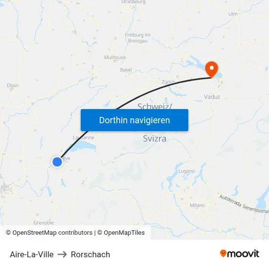 Aire-La-Ville to Rorschach map