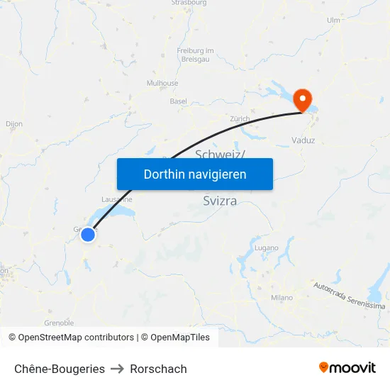 Chêne-Bougeries to Rorschach map