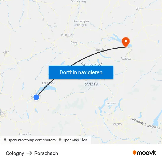 Cologny to Rorschach map
