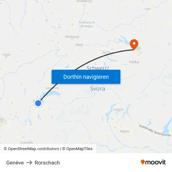 Genève to Rorschach map