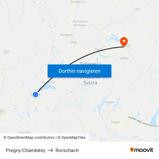 Pregny-Chambésy to Rorschach map