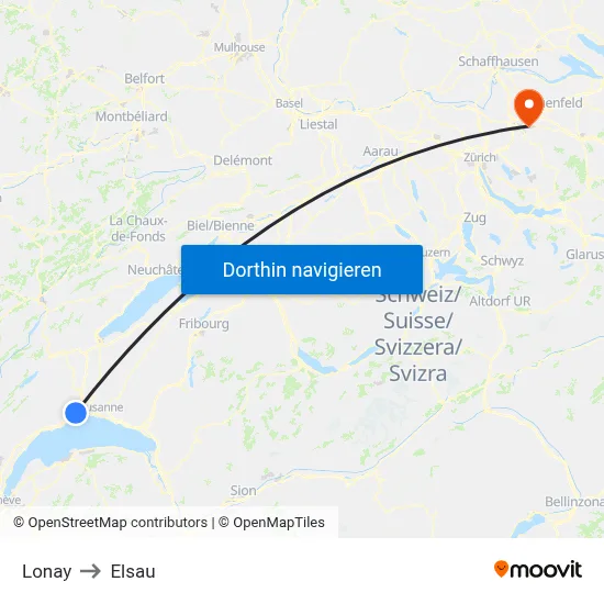 Lonay to Elsau map