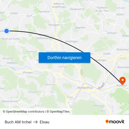 Buch AM Irchel to Elsau map